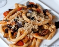Busiati with eggplant and garlic & thyme breadcrumbs