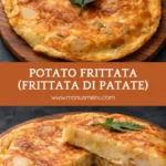 Golden potato frittata topped with fresh parsley on a wooden serving board.