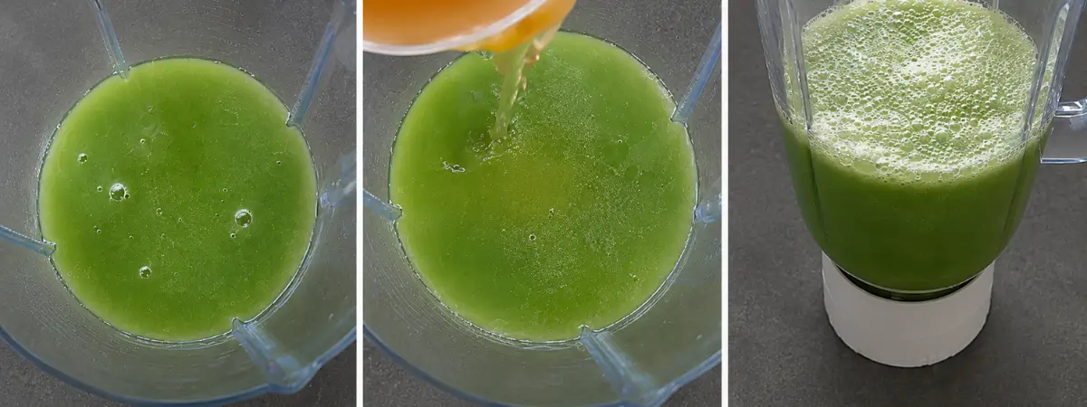 Limeade, tequila and orange liqueur being mixed in a blender for Frozen Margaritas.