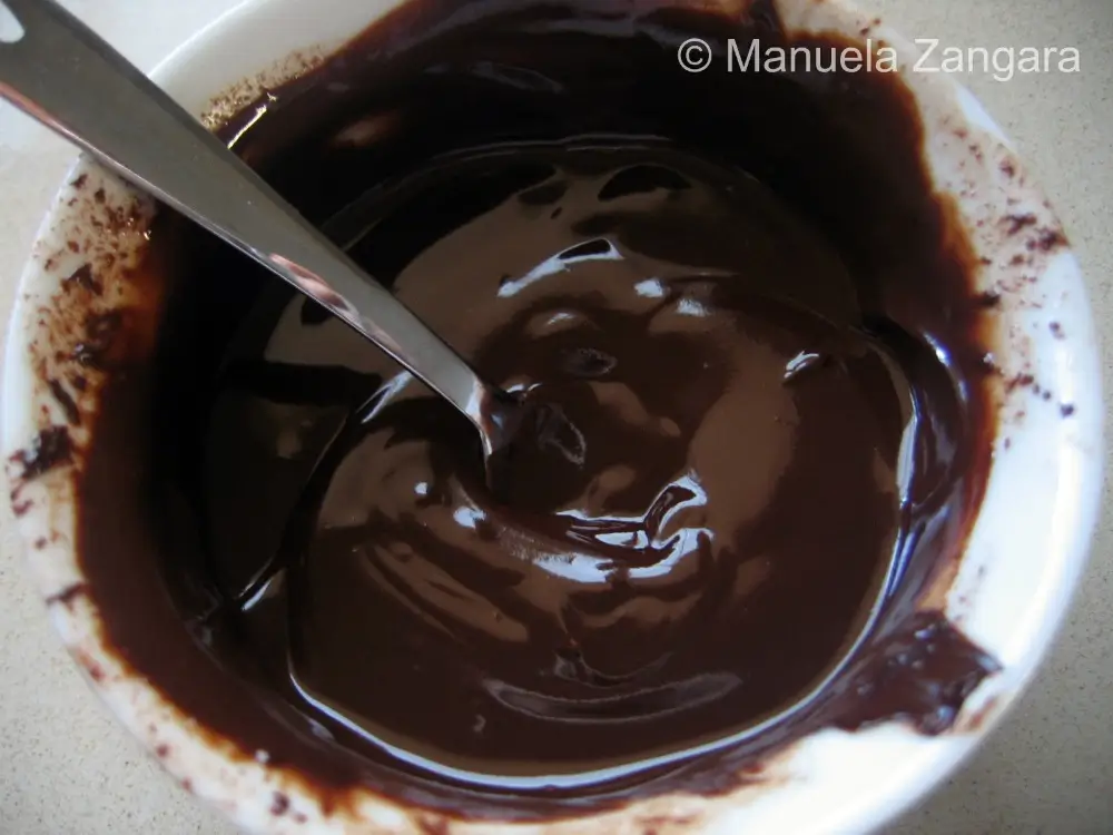 Smooth hot chocolate sauce stirred until glossy.