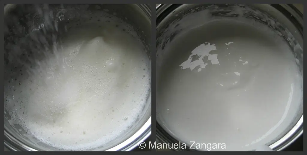 Egg white whipped with sugar until glossy.