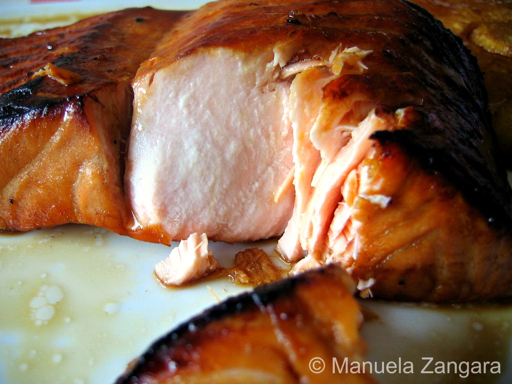 Salmon with pomegranate molasses glaze