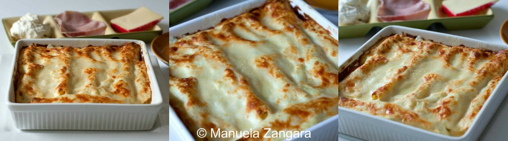 Cannelloni with ricotta, ham and fontina