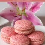 Italian-style macarons plated as Raspberry White Chocolate Macarons dessert presentation.