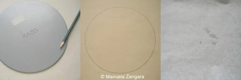 Baking paper marked with a circular guide for pavlova.
