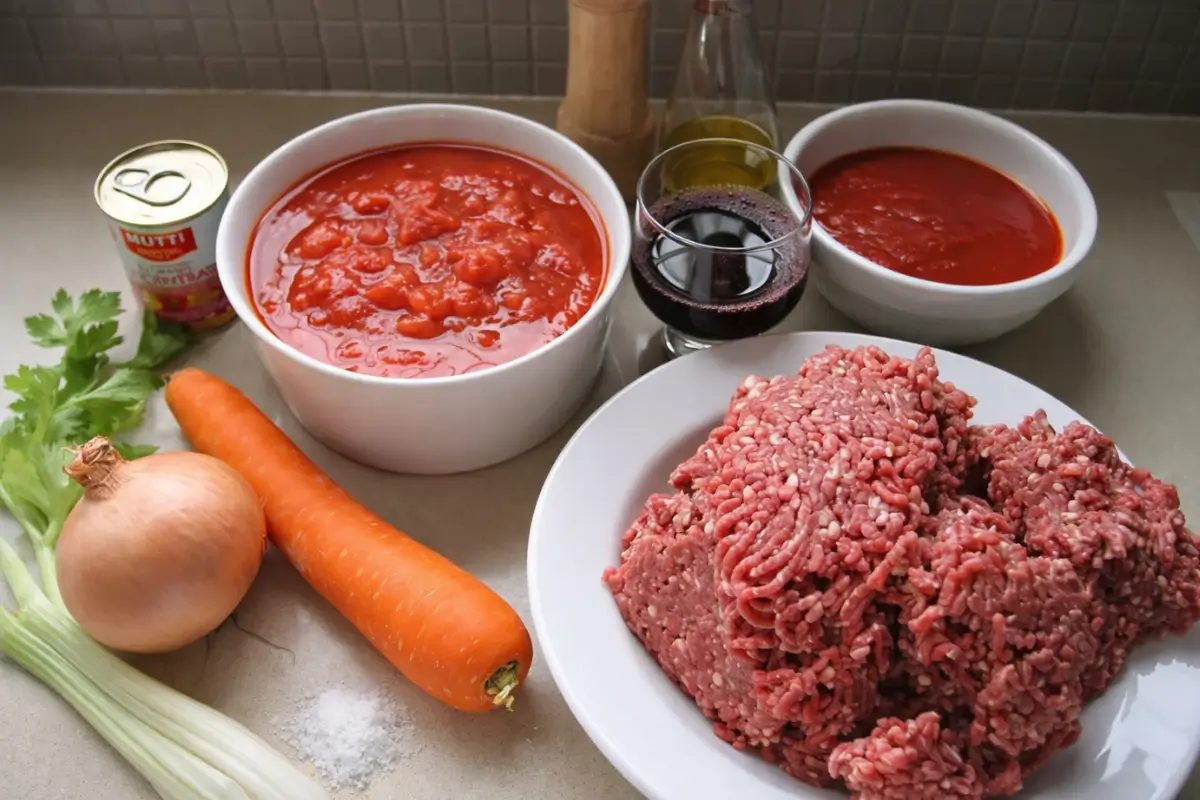 Raw ingredients arranged on a countertop.