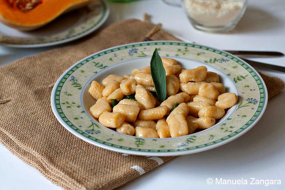 Pumpkin gnocchi with butter and sage