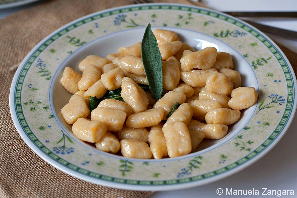 Pumpkin gnocchi with butter and sage