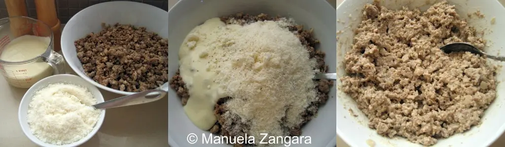 Filling pasta, rolling cannelloni, layering sauce, béchamel, and cheese before baking.