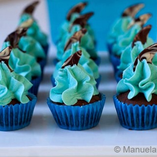 Chocolate and Vanilla Shark Mini Cupcakes
