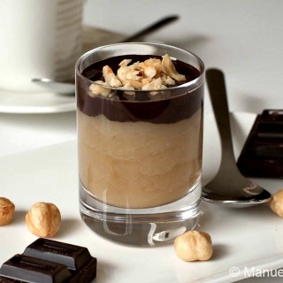 Maple Pear Mousse Shooters with Chocolate and Hazelnuts