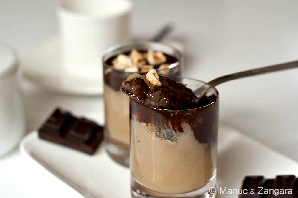 Maple Pear Mousse Shooters with Chocolate and Hazelnuts