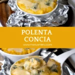 Baked polenta with melted cheese and a lightly golden top.