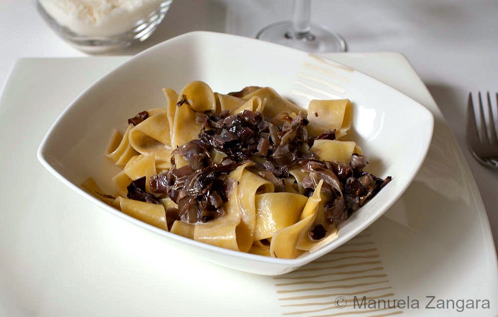 Pappardelle with radicchio and speck