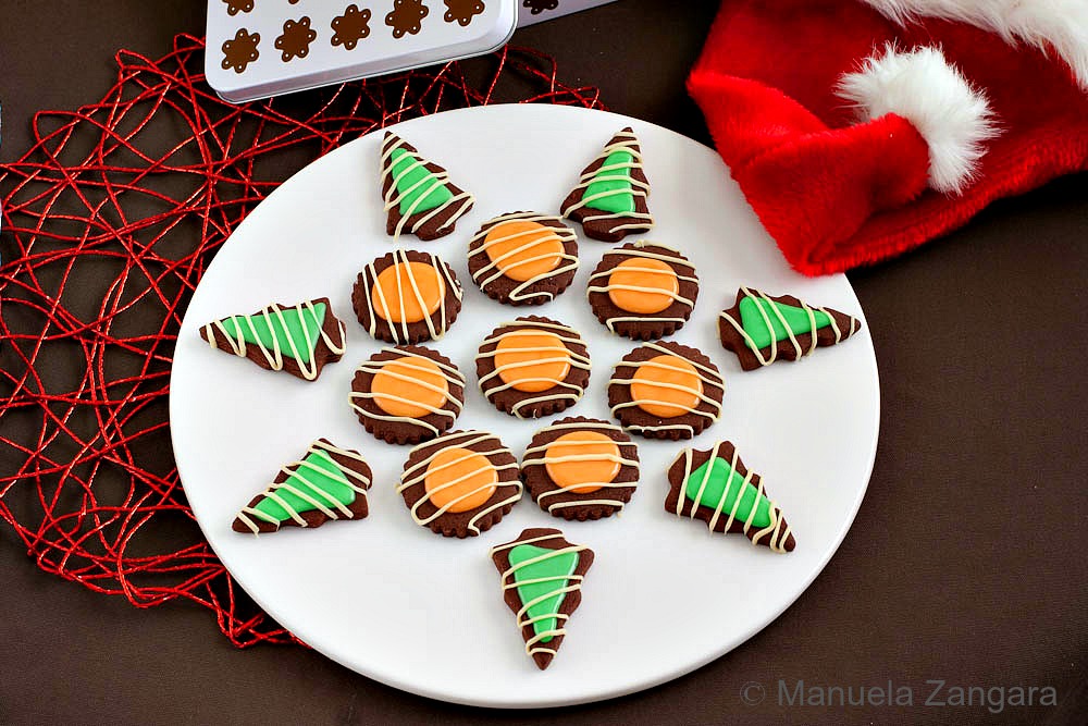 Chocolate Cookies with Orange and Mint Glazes