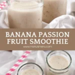 Banana Passion Fruit Smoothie served in small glass jars.