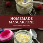 Homemade mascarpone cheese stored in a glass jar.