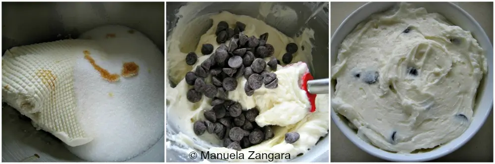 Ricotta, sugar and chocolate chips mixed into smooth cream filling.