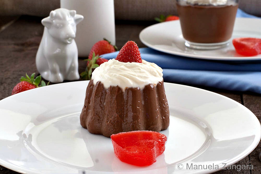 Chocolate Budino with Strawberry Hearts