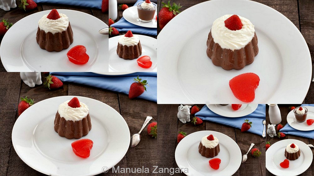 Chocolate Budino with Strawberry Hearts