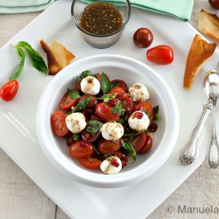 Tomato and Labneh Salad with Pomegranate Dressing