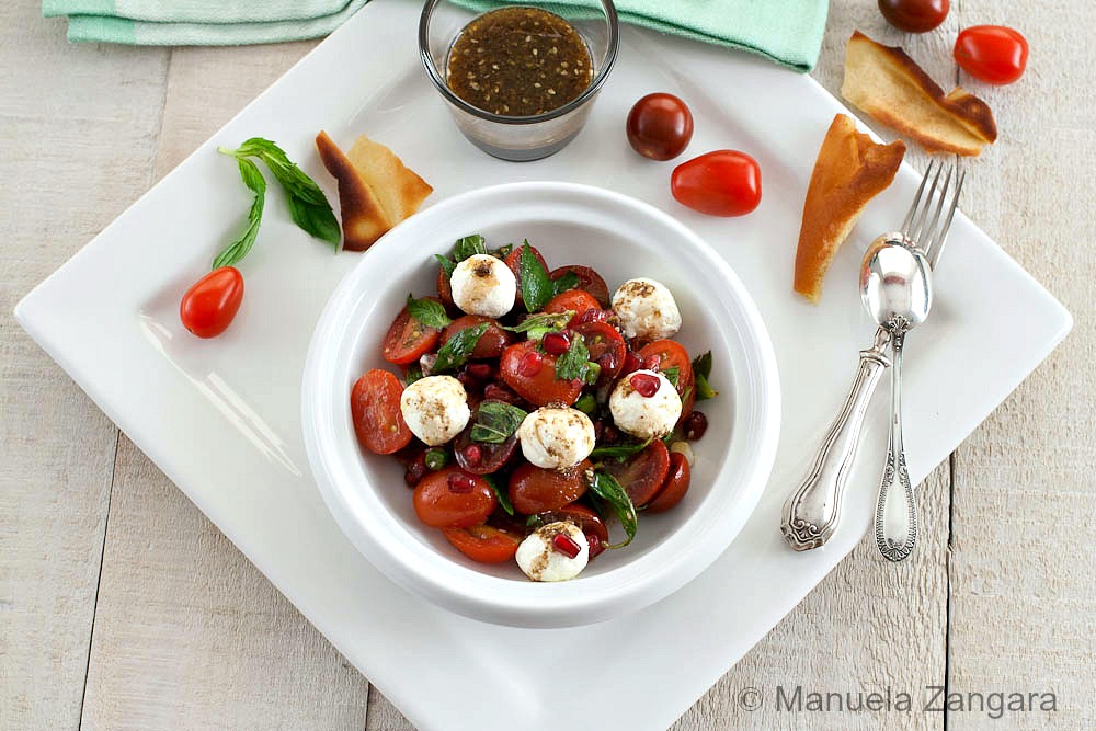 Tomato and Labneh Salad with Pomegranate Dressing