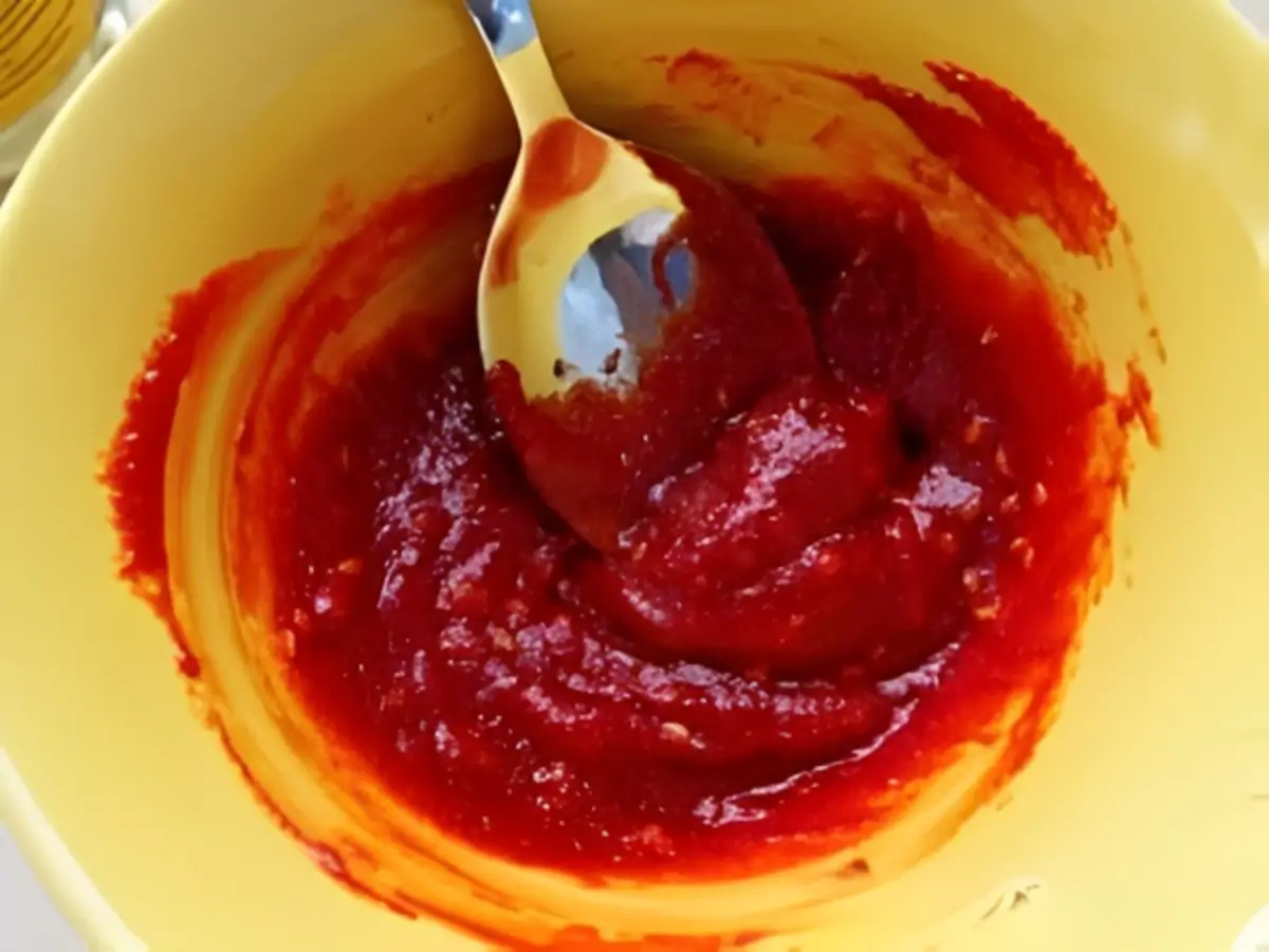 Gochujang sauce mixed in a bowl.