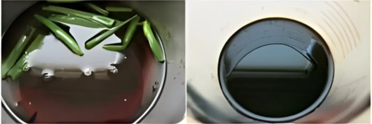 Soy-based tare sauce simmering in a saucepan during reduction.