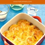 Golden baked gnocchi alla Romana in baking dish.