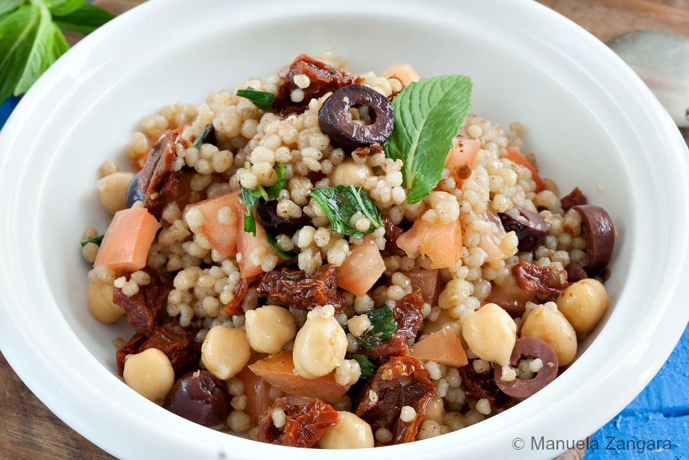 Sun-dried Tomato and Chickpea Maftoul Salad