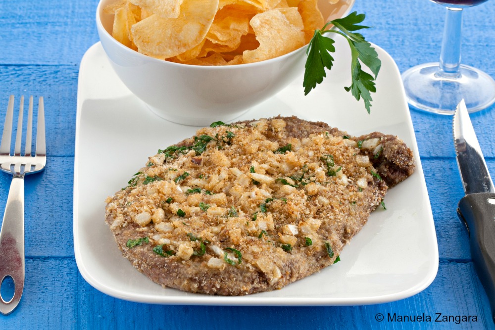 Onion Crusted Scotch Fillet with Home-made Chips