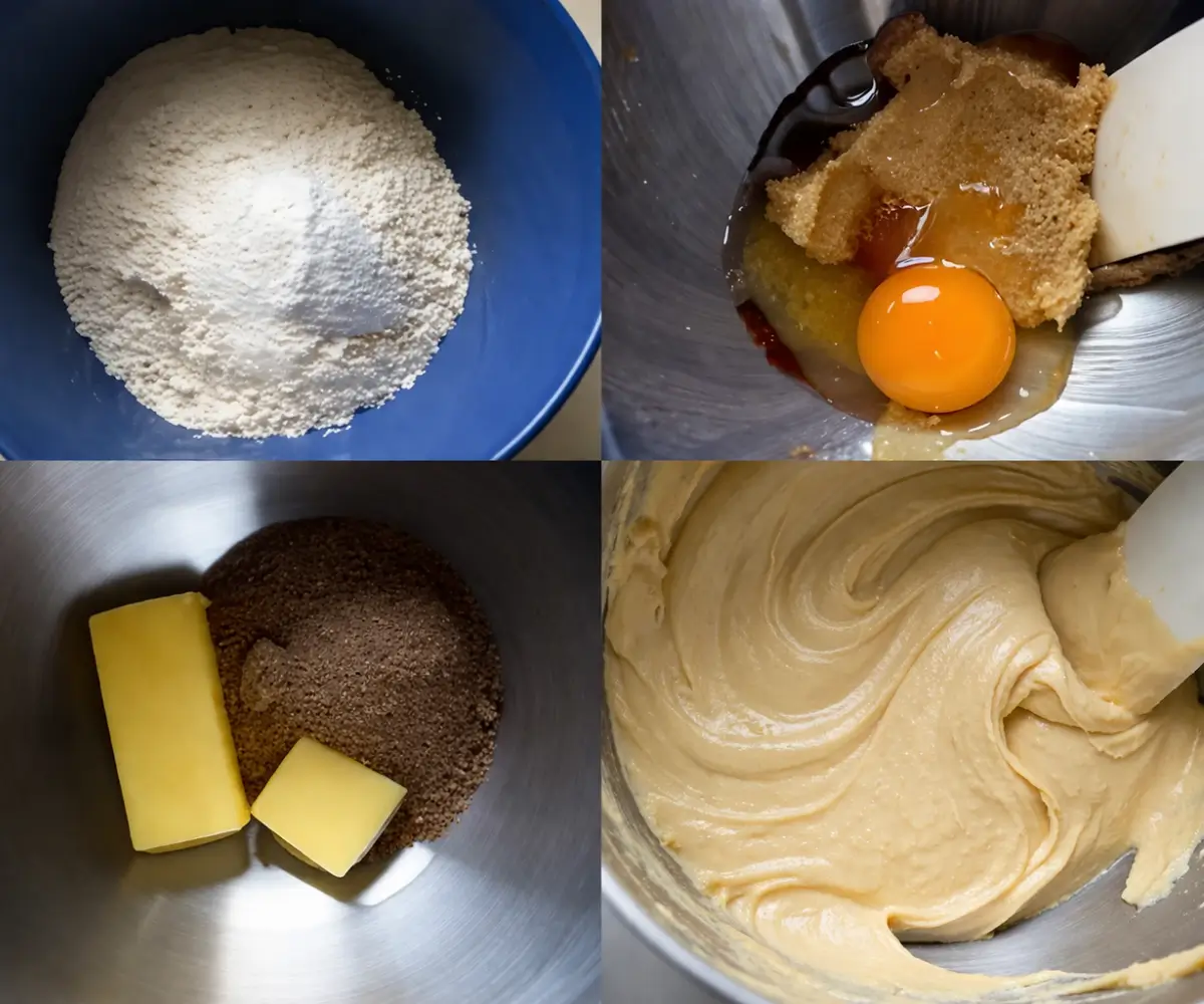 Ingredients being combined into a smooth cupcake batter in a mixing bowl.