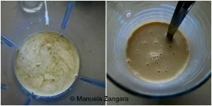 Mixing Baileys, Kahlua, Malibu, and cream in a blender to make the Sweet Dreams Cocktail.