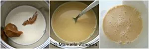 Mixing milk, cream, and Dulce de Leche to create a smooth base for this homemade liqueur.