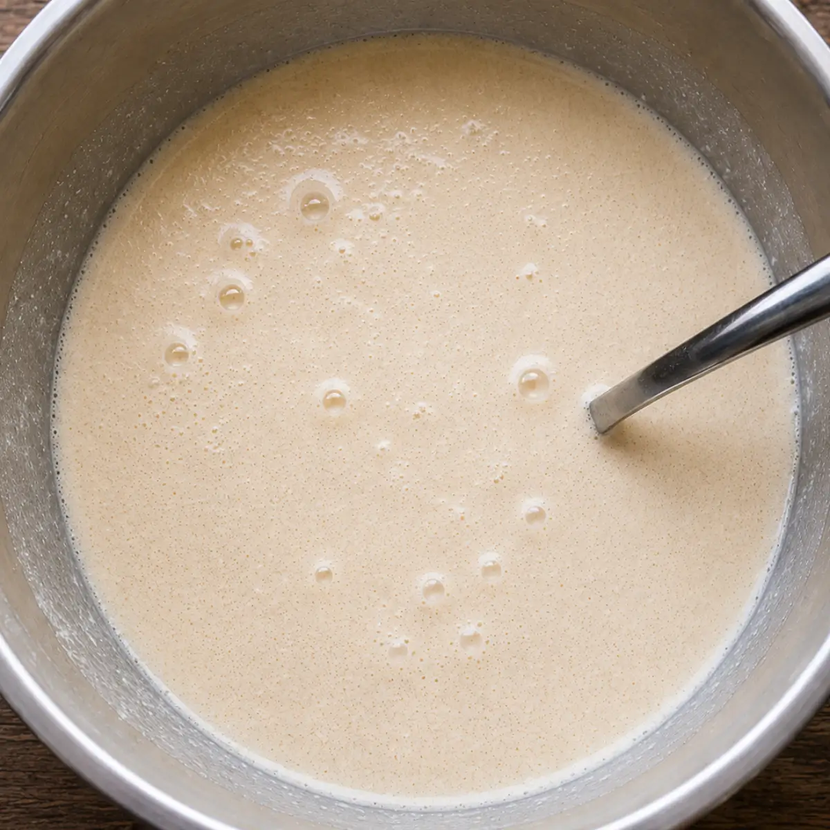 Yeast mixture after proofing with warm water and sugar.