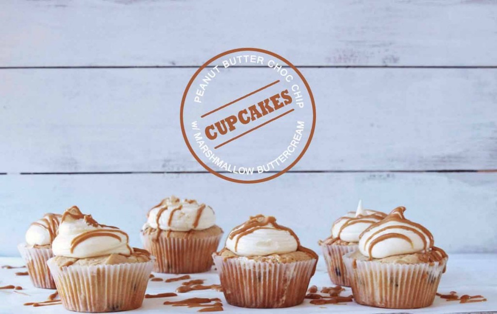Peanut Butter Choc Chip Cupcakes with Marshmallow Buttercream