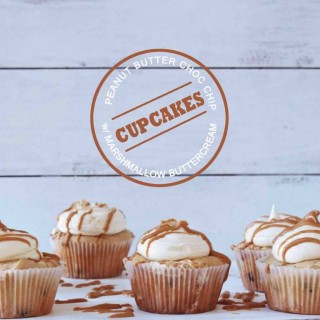 Peanut Butter Choc Chip Cupcakes with Marshmallow Buttercream