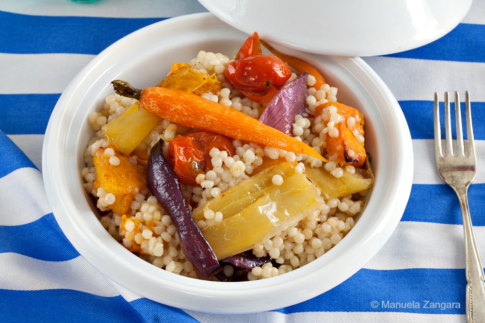 Warm Maftoul Salad with Roasted Vegetables