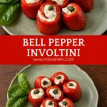 Bell Pepper Involtini served on a plate with fresh basil.