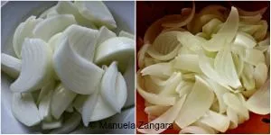 Freshly sliced onions in two bowls.