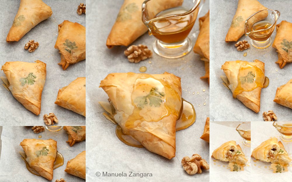 Blue Cheese, Pear and Walnut Triangles
