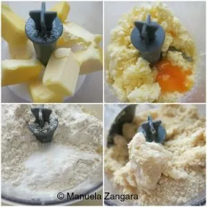 Cookie dough for Italian apple cookies flattened and wrapped in cling film before chilling.