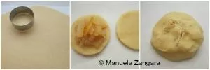 Shaping homemade apple cookies with sweet apple filling before baking.