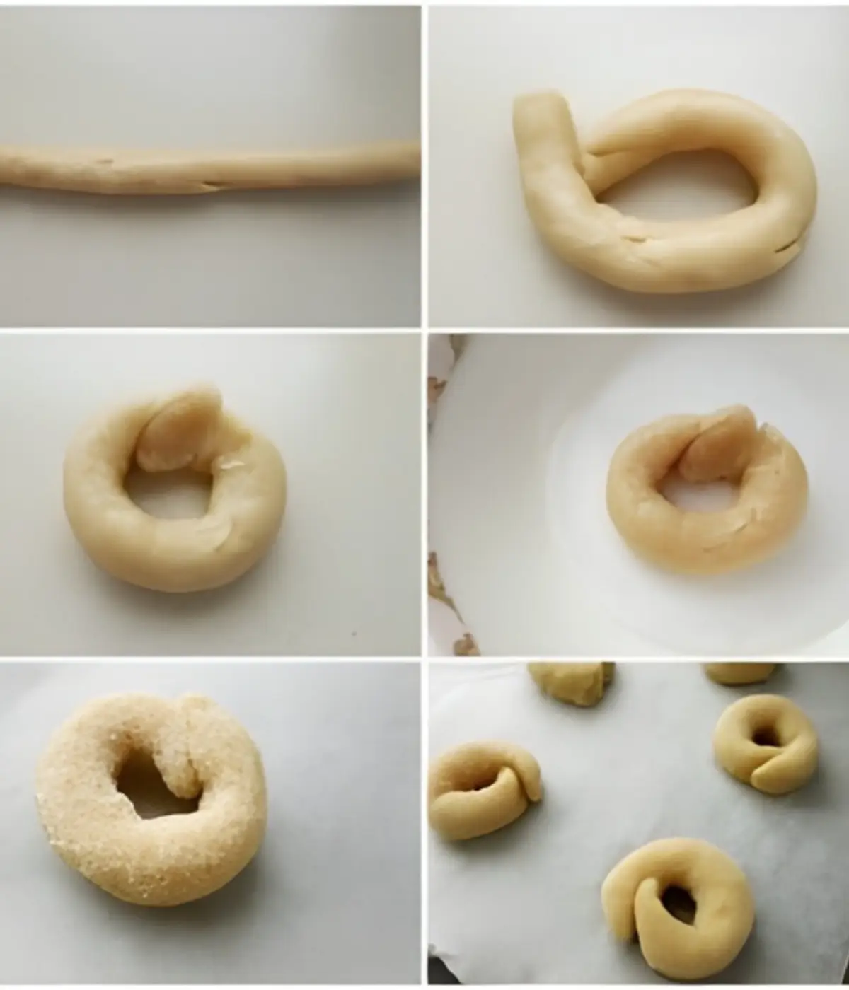 Shaping Sweet Taralli by joining the ends of a rolled rope.