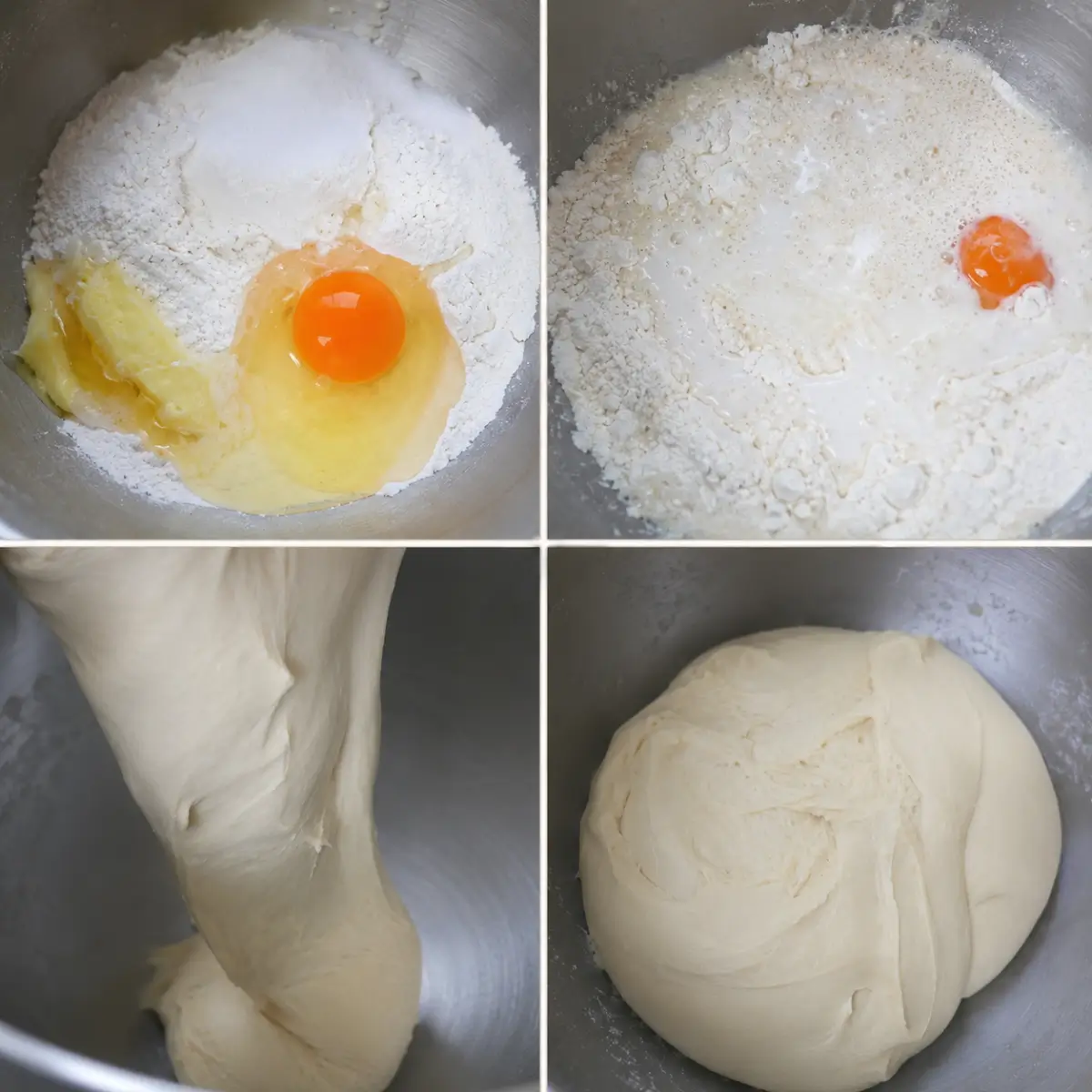 Flour, yoghurt and egg mixed and kneaded into a smooth, elastic dough.