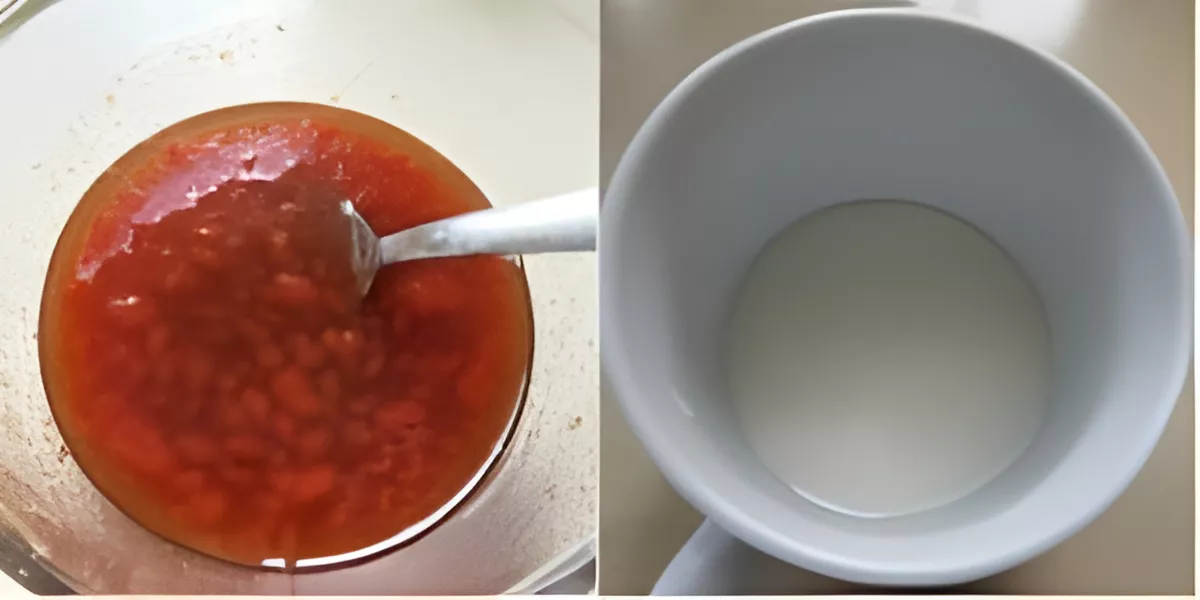 A bowl with mixed sauce ingredients.