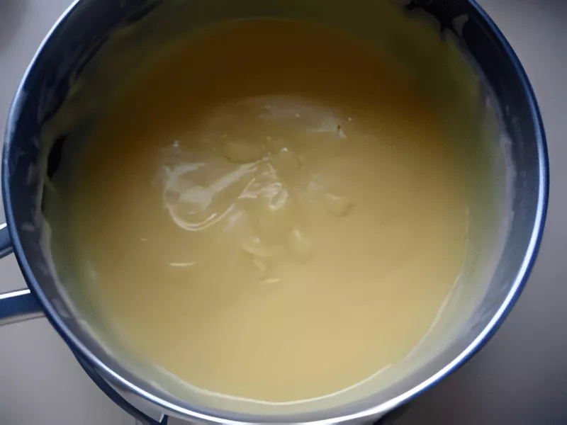 Smooth crème pâtissière in a saucepan.