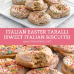 Close view of Taralli with a bite with soft centre and glaze.