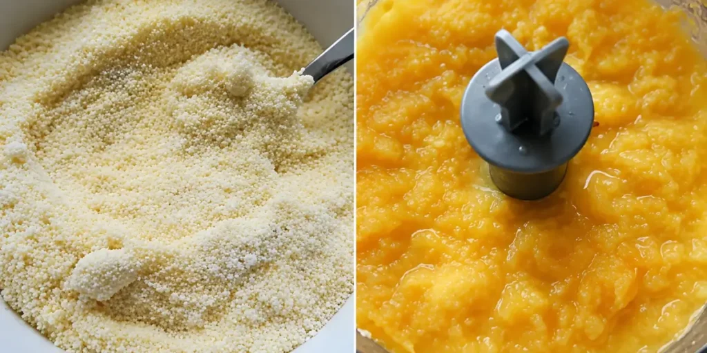Orange purée in a food processor.