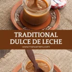 Jar of Traditional Dulce de Leche with a spoon.